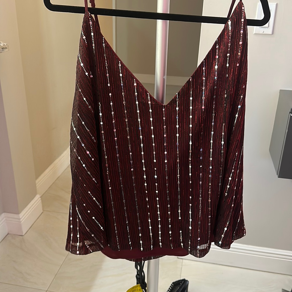 Maroon Sequin Top